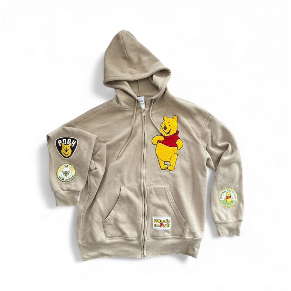 Women’s Medium Disney Beige Hoodie with Pooh Bear Design